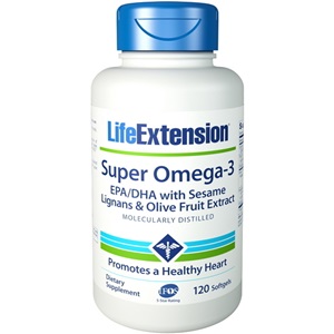 Life Extension Super Omega 3 with EPA/DHA with Sesame Lignans Olive, 120 caps  < Erp